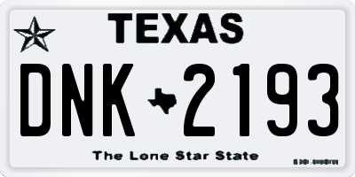 TX license plate DNK2193
