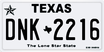 TX license plate DNK2216