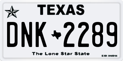 TX license plate DNK2289