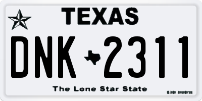 TX license plate DNK2311