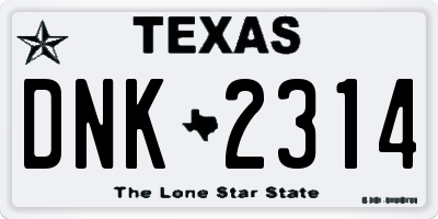 TX license plate DNK2314