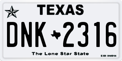 TX license plate DNK2316