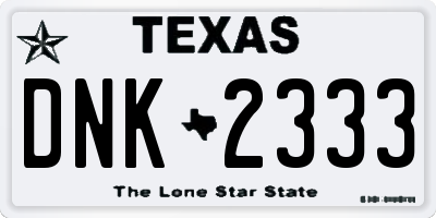 TX license plate DNK2333