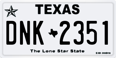 TX license plate DNK2351