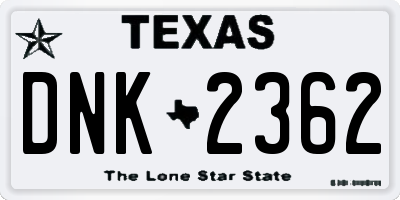 TX license plate DNK2362
