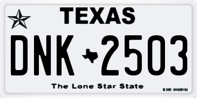 TX license plate DNK2503