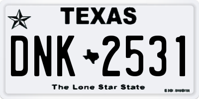 TX license plate DNK2531