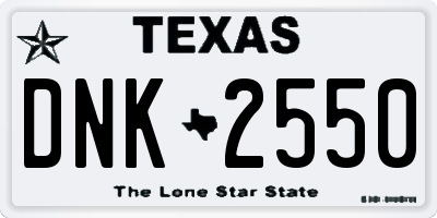 TX license plate DNK2550