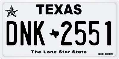 TX license plate DNK2551