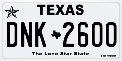 TX license plate DNK2600