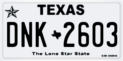 TX license plate DNK2603