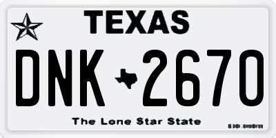 TX license plate DNK2670