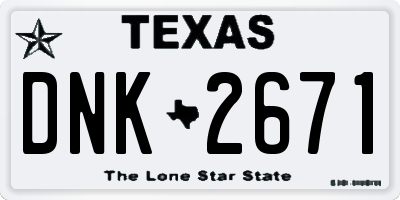 TX license plate DNK2671
