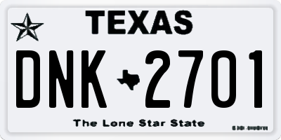 TX license plate DNK2701