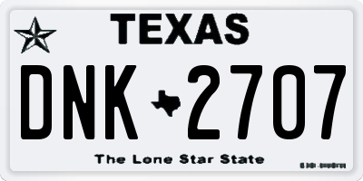 TX license plate DNK2707
