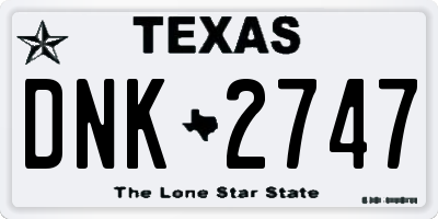 TX license plate DNK2747