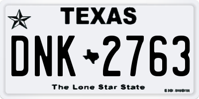 TX license plate DNK2763