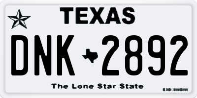 TX license plate DNK2892