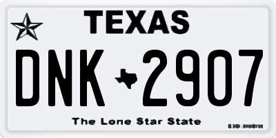 TX license plate DNK2907