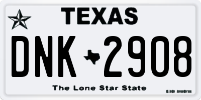 TX license plate DNK2908