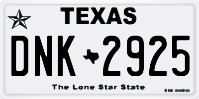 TX license plate DNK2925
