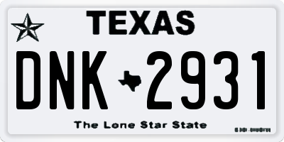 TX license plate DNK2931