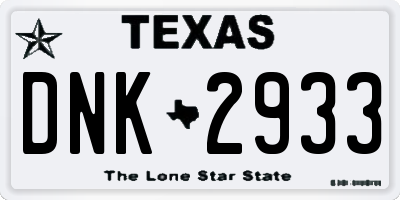 TX license plate DNK2933