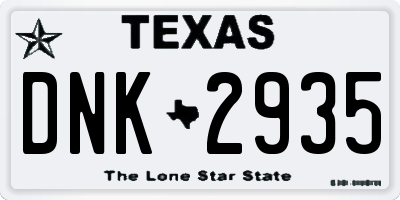 TX license plate DNK2935