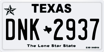 TX license plate DNK2937