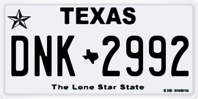 TX license plate DNK2992