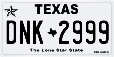 TX license plate DNK2999
