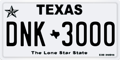 TX license plate DNK3000