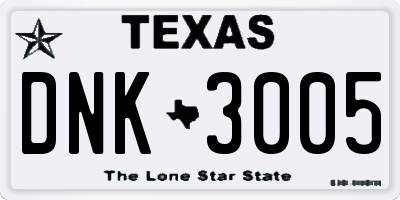 TX license plate DNK3005