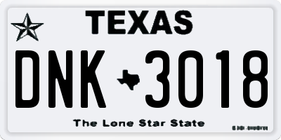 TX license plate DNK3018
