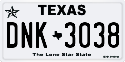 TX license plate DNK3038