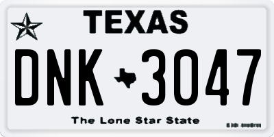 TX license plate DNK3047