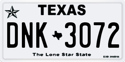 TX license plate DNK3072