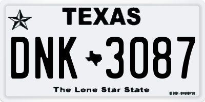 TX license plate DNK3087