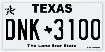 TX license plate DNK3100