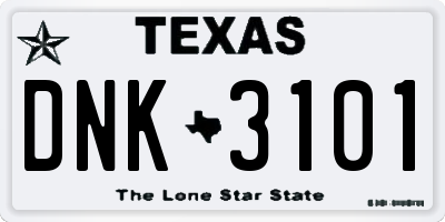 TX license plate DNK3101