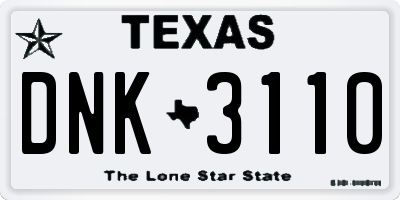 TX license plate DNK3110