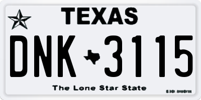 TX license plate DNK3115