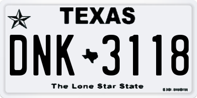 TX license plate DNK3118