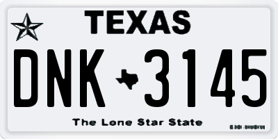 TX license plate DNK3145