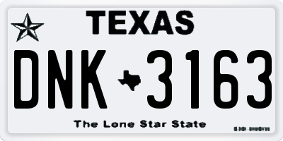 TX license plate DNK3163