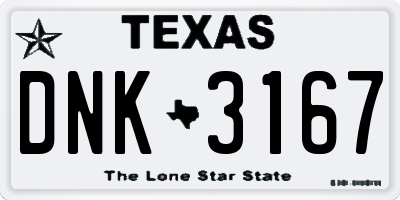 TX license plate DNK3167