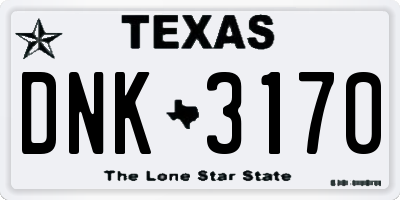 TX license plate DNK3170