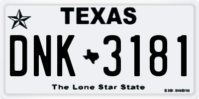 TX license plate DNK3181