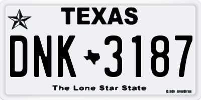 TX license plate DNK3187