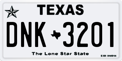 TX license plate DNK3201